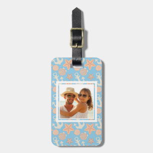 Étiquette À Bagage Motif nautique en pastel de photo faite sur