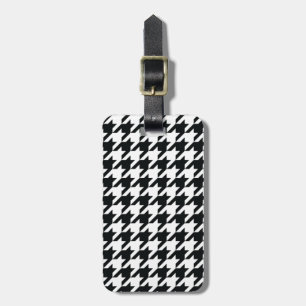 Étiquette À Bagage Motif noir blanc de Houndstooth
