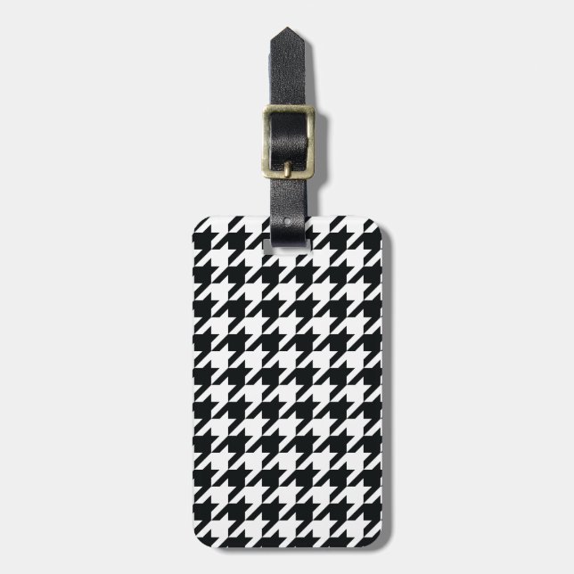 Étiquette À Bagage Motif noir blanc de Houndstooth (Devant Vertical)