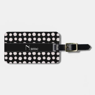 Étiquette À Bagage Motif noir nommé personnalisé de base-ball