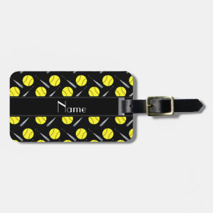 Étiquette À Bagage Motif noir nommé personnalisé du base-ball