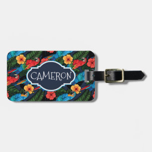Étiquette À Bagage Motif nommé fait sur commande d'ara et de ketmie