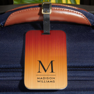 Étiquette À Bagage Motif personnalisé bandes jaunes foncées orange ro