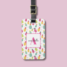 Motif personnalisé d'ananas tropical avec monogram