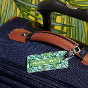Étiquette À Bagage Motif personnalisé de feuilles de palmier vert tro