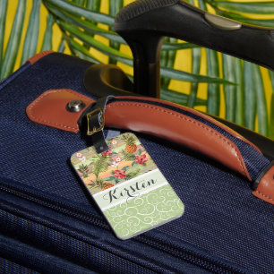 Étiquette À Bagage Motif personnalisé de fleur de fruit d'ananas trop