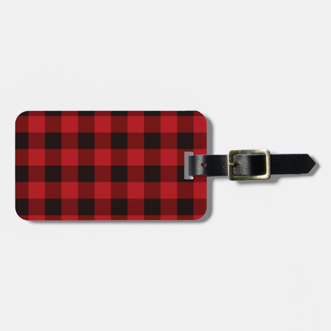 Étiquette À Bagage Motif plat noir rouge classique (Devant horizontal)
