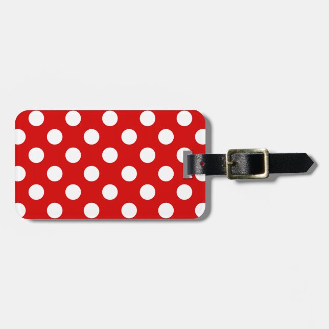 Étiquette À Bagage Motif Pois Rouge Et Blanc Flashy (Devant horizontal)