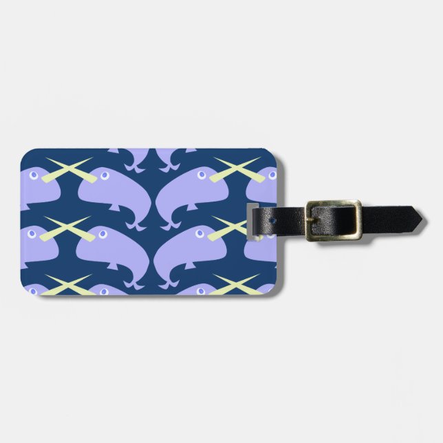 Étiquette À Bagage Motif pourpre de Narwahls (Devant horizontal)