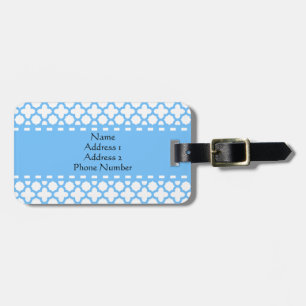 Étiquette À Bagage Motif Quatrefoil bleu