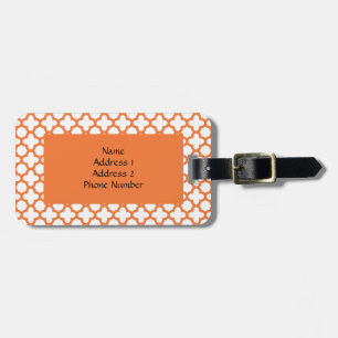 Étiquette À Bagage Motif Quatrefoil Orange