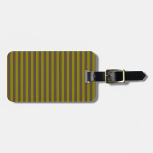 Étiquette À Bagage Motif rayé en chocolat brun et vert olive