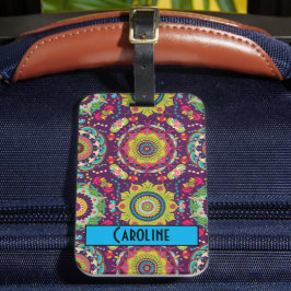 Étiquette À Bagage Motif Retro Mandala