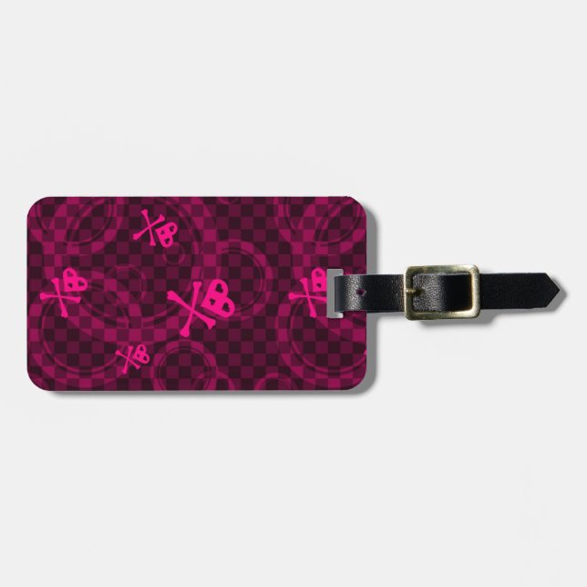 Étiquette À Bagage Motif rose d'Emo avec des cercles (Devant horizontal)