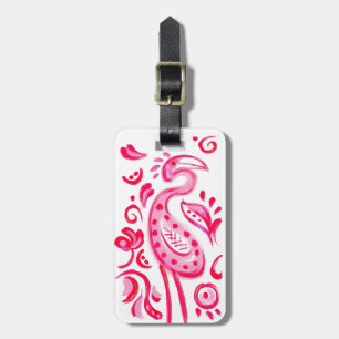 Étiquette À Bagage Motif rose génial de Flamigo Paisley