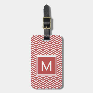 Étiquette À Bagage Motif rouge de Chevron de l'aurore moderne avec le