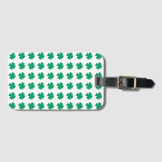 Étiquette À Bagage Motif shamrock Green White St Patrick's Day (Devant Horizontal)