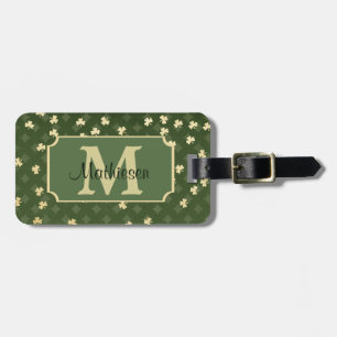 Étiquette À Bagage Motif Shamrock irlandais d'or Monogram