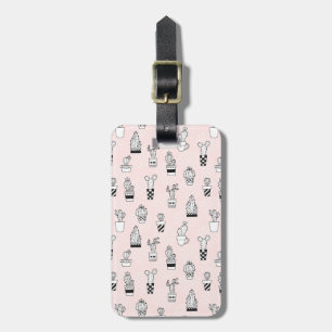 Étiquette À Bagage Motif tiré par la main mignon de cactus