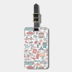 Étiquette À Bagage Motif touristique Pastel