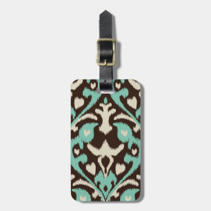 Étiquette À Bagage Motif tribal de turquoise d'ikat audacieux moderne