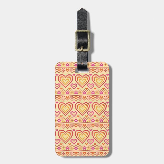 Étiquette À Bagage Motif tricoté par Saint-Valentin (Devant Vertical)
