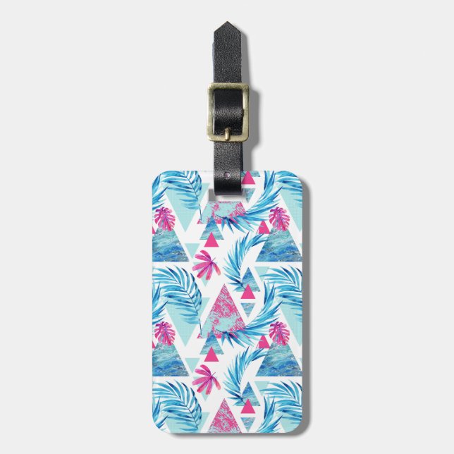 Étiquette À Bagage Motif tropical de feuille d'aquarelle abstraite (Devant Vertical)