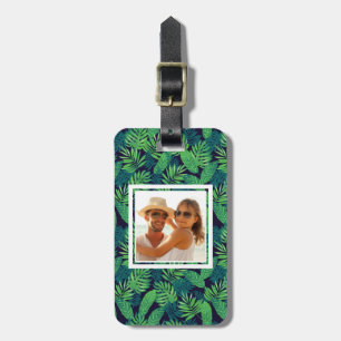 Étiquette À Bagage Motif tropical de feuille de photo faite sur