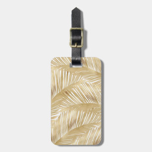Étiquette À Bagage Motif Tropical de feuille d'or moderne