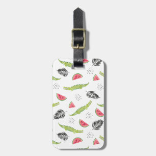 Étiquette À Bagage Motif Tropical Watermelon & Crocodile