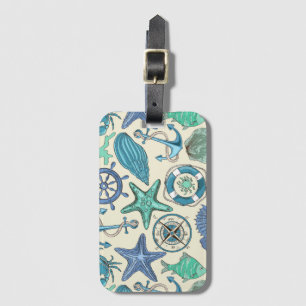 Étiquette À Bagage Motif turquoise d'animaux de mer