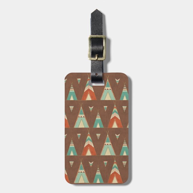 Étiquette À Bagage Motif turquoise de Teepee d'étape | de Geo de (Devant Vertical)