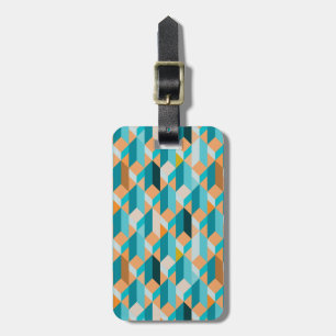 Étiquette À Bagage Motif turquoise et orange de formes