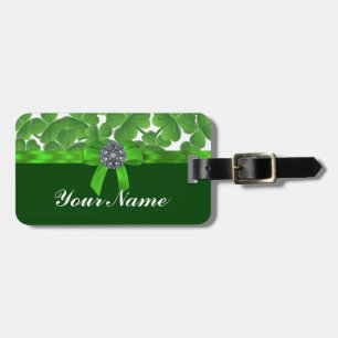 Étiquette À Bagage Motif vert chanceux de shamrock