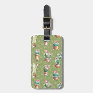 Étiquette À Bagage Motif vert d'étape   de fleur de désert