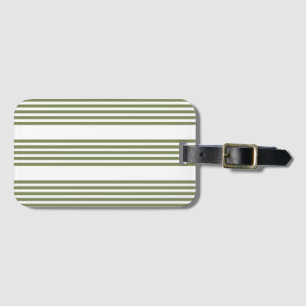 Étiquette À Bagage Motif vert olive et blanc cinq bandes