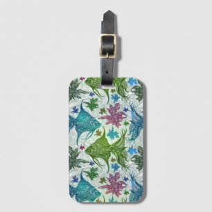Étiquette À Bagage Motif vintage de poissons