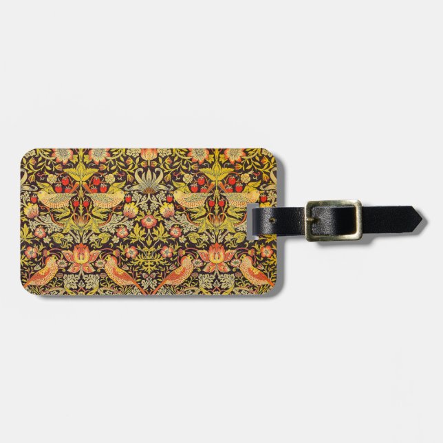 Étiquette À Bagage Motif William Morris Strawberry Thief (Devant horizontal)