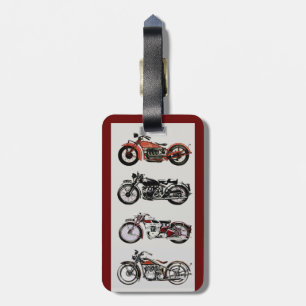 Étiquette À Bagage MOTORCYCLES vintages rouge noir gris