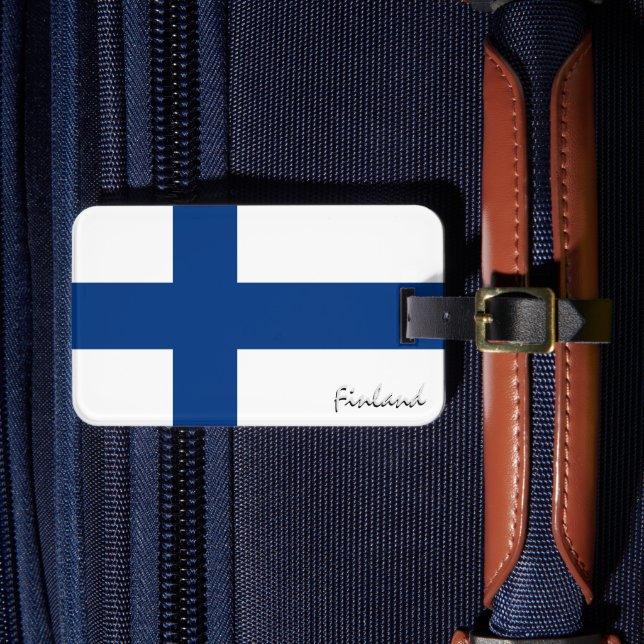 Étiquette À Bagage Mots clés de bagage Finlande, drapeau patriotique  (Insitu Rectoal 4)