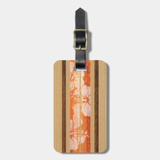 Étiquette À Bagage Mots clés Haleiwa Surfboard Hawaiian Luggings (Devant Vertical)