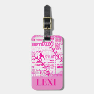Étiquette À Bagage Mots personnalisés et silhouettes de filles du