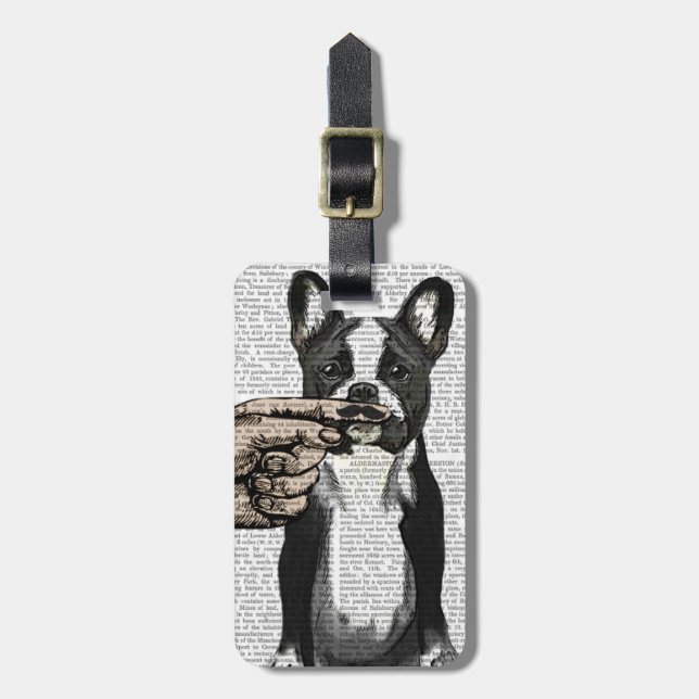Étiquette À Bagage Moustache de taureau français et de doigt (Devant Vertical)