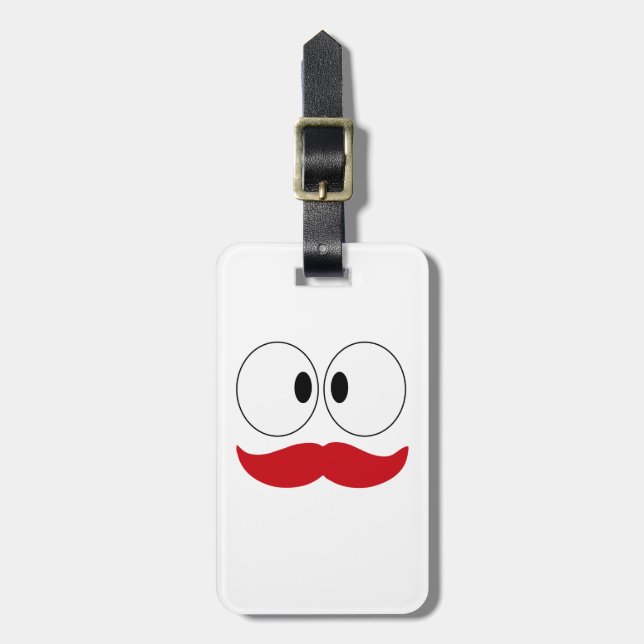 Étiquette À Bagage Moustache drôle visage avec les yeux (Devant Vertical)