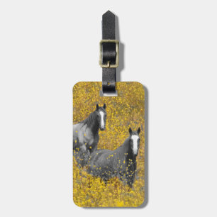 Étiquette À Bagage Moutarde et chevaux