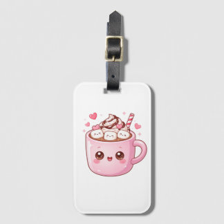 Étiquette À Bagage Mug de Chocolat Chaud Kawaii Mignon avec des Marsh