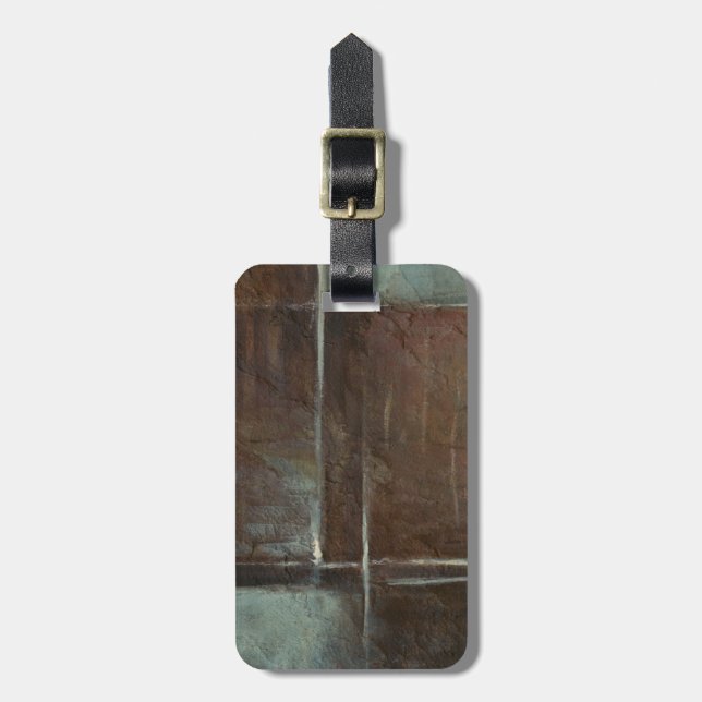 Étiquette À Bagage Mur en brique rouge et gris (Devant Vertical)