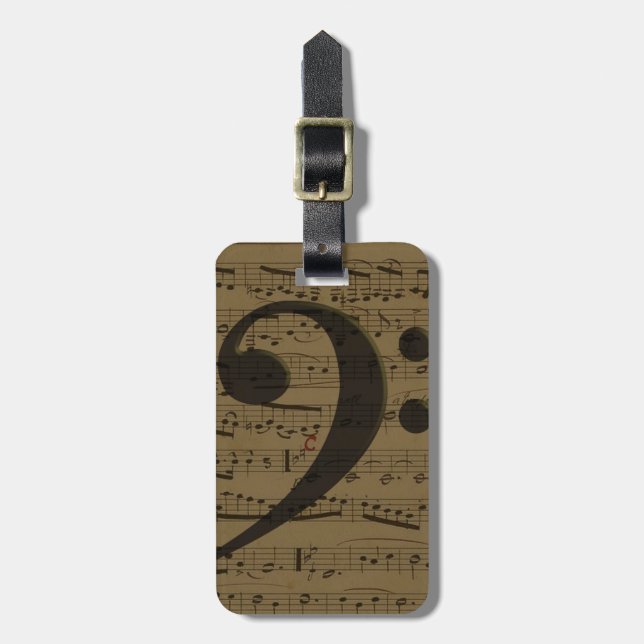 Étiquette À Bagage Musical Treble Clef Sheet Musique Classique (Devant Vertical)