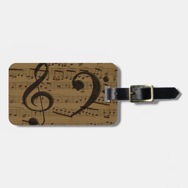 Étiquette À Bagage Musical Treble Clef Sheet Musique Classique (Devant horizontal)