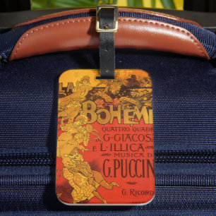 Étiquette À Bagage Musique Art Nouveau vintage, Opéra de La Bohême, 1